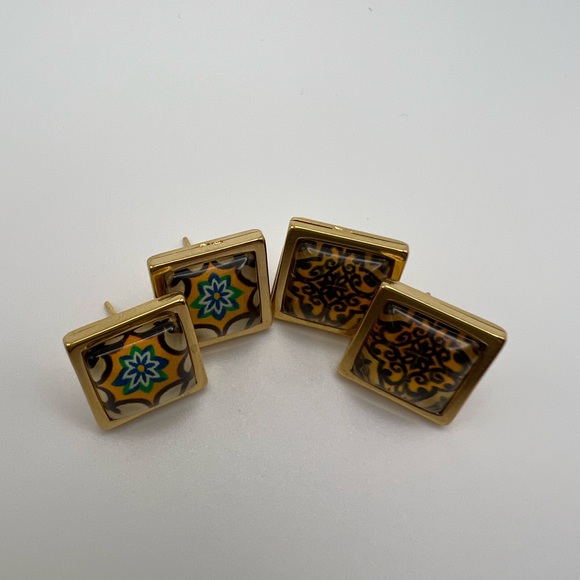 Elegant Boho Chic Stud Earring Set - Gold Square Trendy Stud Earrings - Picture 7 of 15